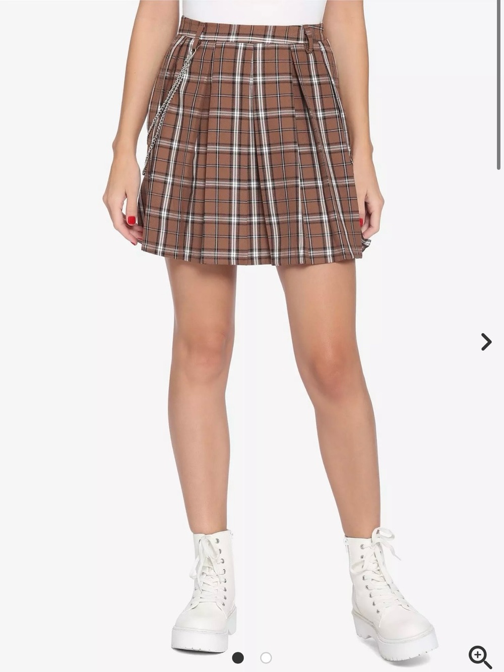 Hot Topic brown plaid chain pleated skirt size XL